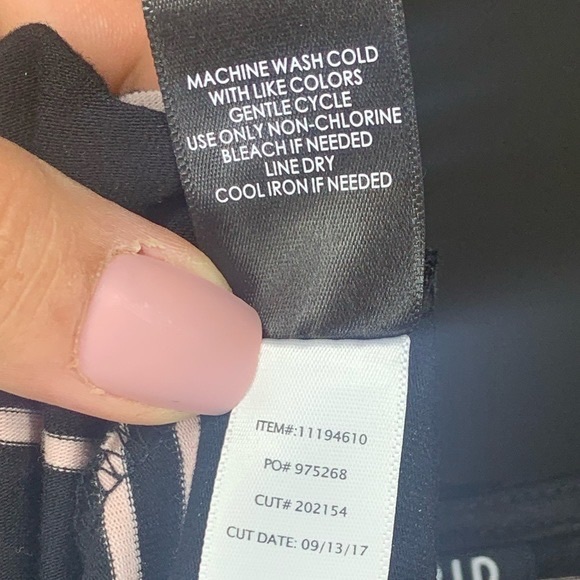 💙 Black and slight Pink Striped Lattice Midi Skater Dress - Picture 8 of 9